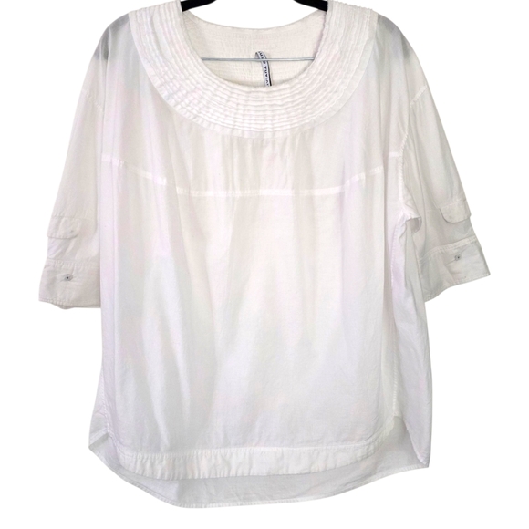 Liviana Conti Tops - Liviana Conti Free-Size White Cotton Relaxed‎ Fit Blouse